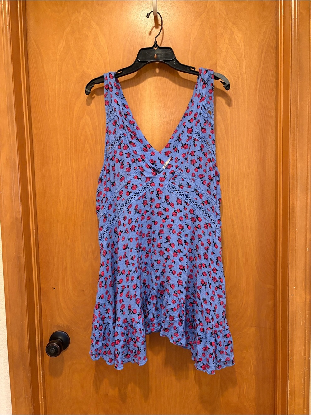 Intimately Free by Free People Blue Mini dress with Red Roses